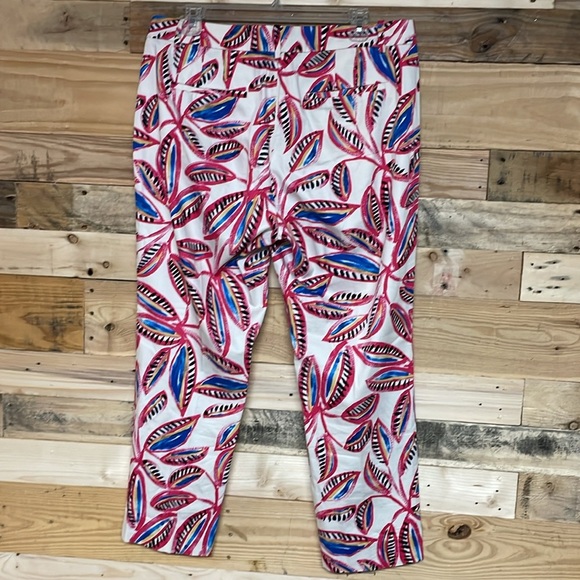 J. Crew size 12 Colorful Leaf Print Mid-rise Cropped Lightweight Chino Pants - Picture 10 of 12
